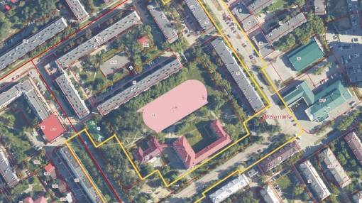 На карте контуром выделена предполагаемая зона будущего благоустройства в Новоберёзовском микрорайоне