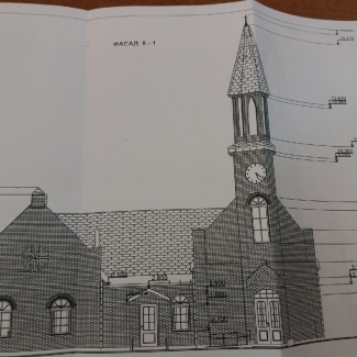 Фасад церкви на чертежах проекта