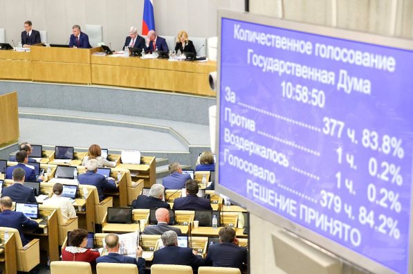 За закон депутаты Госдумы проголосовали почти единогласно